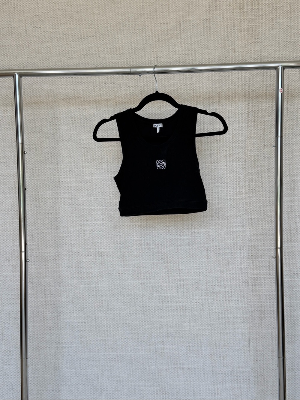 Loewe Black Embroidered Logo Crop Tank